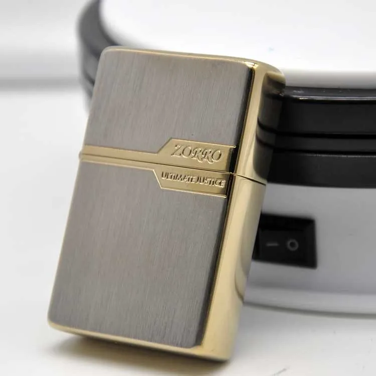 

Origin Zorro kerosene grinding wheel lighter brass brushed Zorro label lighter Smoking Accessories Gift