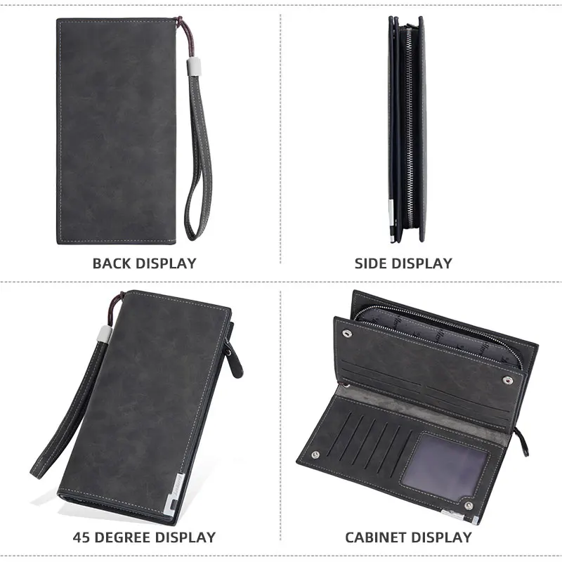 Длинные мужские кошельки для телефона Большая вместительная сумка с гравировкой