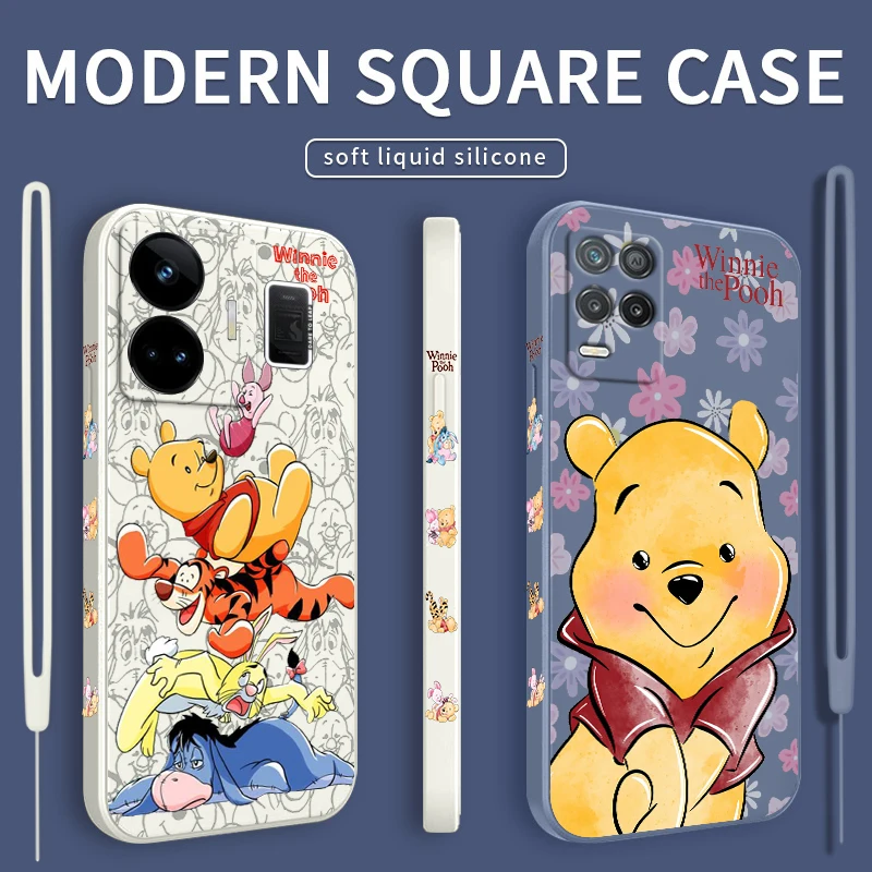 

Anime Winnie The Pooh Liquid Left Rope Phone Case For OPPO Realme GT2 Explorer Master Neo5 C21Y 10 9 8 4G 5G Pro Cover Fundas