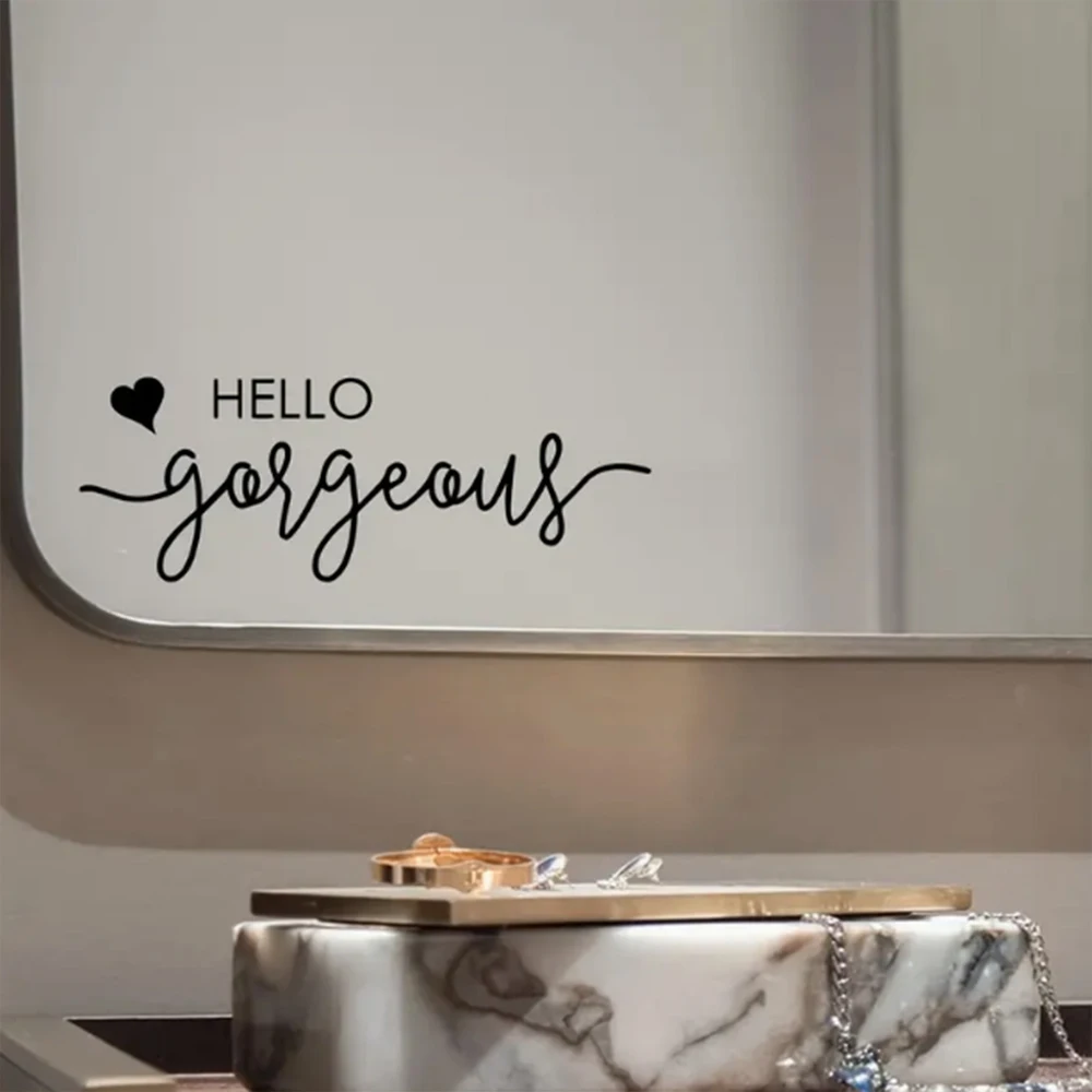 1 Шт. Креативная Виниловая Наклейка На Стену С Зеркальной Отделкой hello Для Спальни