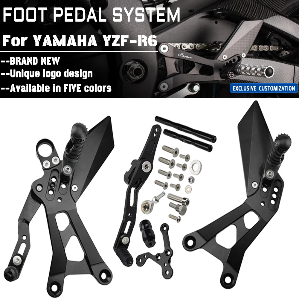 

Motorcycle Aluminum Footpeg For YAMAHA YZF R6 YZF-R6 YZFR6 2017-2021 CNC Adjustable Foot Pegs Pedal Rearsets Footrest