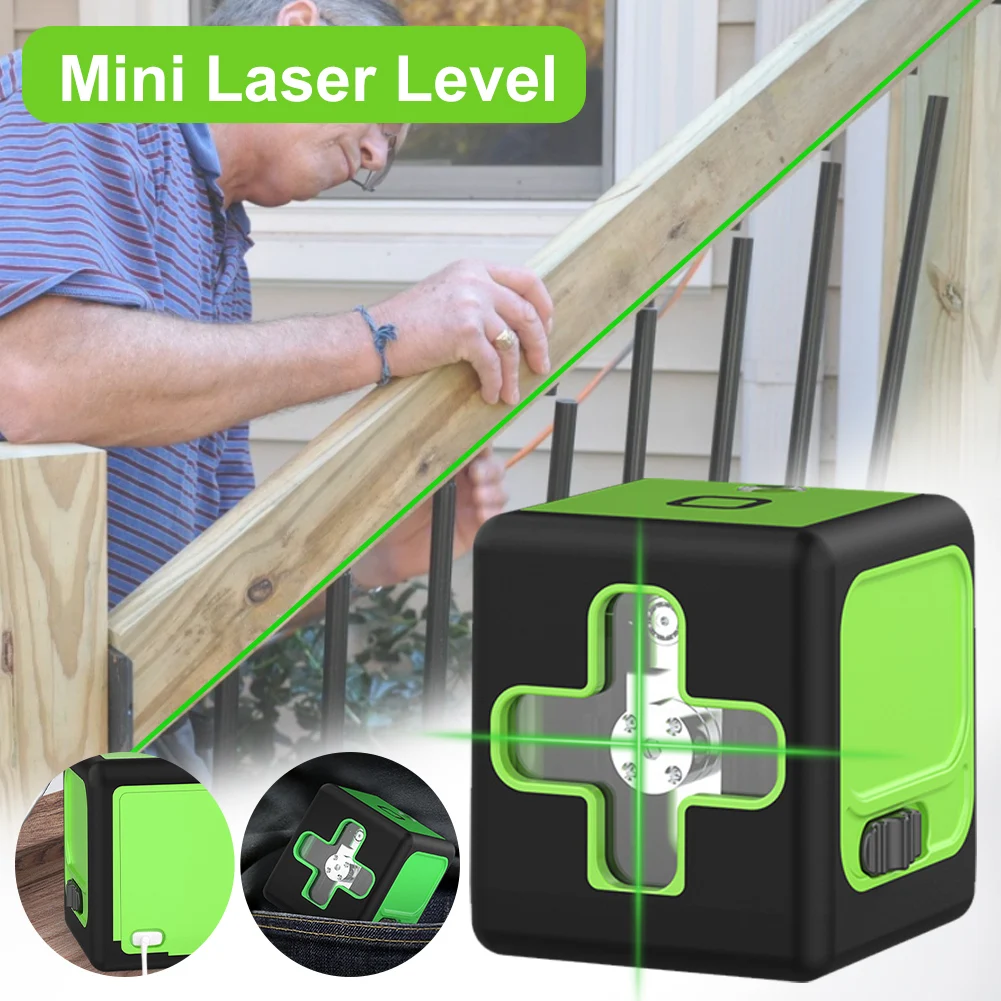 

Magnetic Base DIY Self-Leveling Rechargeable Green Beam Laser Level with Brightness Adjustable for Ceiling/Floor/Wall Home