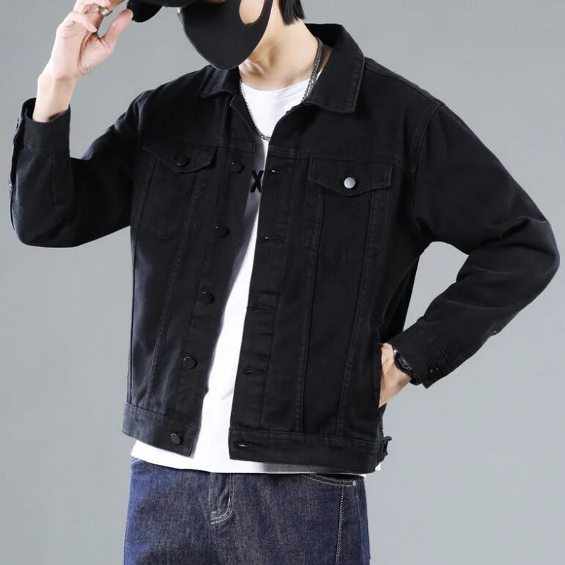 Denim Jacket Men's Spring Autumn Loose Casual Young Men Denim Clothes Jeans Jacket Single-Breasted Multi-Pocket Outwear