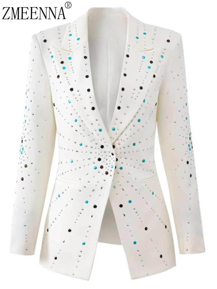 Женский блейзер ZMEENNA с длинным рукавом однотонный отложным воротником на одной