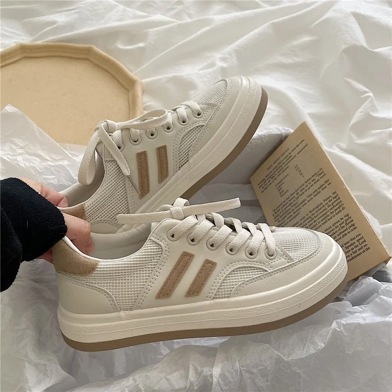 QWEEK Women 2021 White Korean Flat Casual Canvas Sports Shoes Sneakers Platform Autumn Running Spring Rubber Vulcanize Trainers