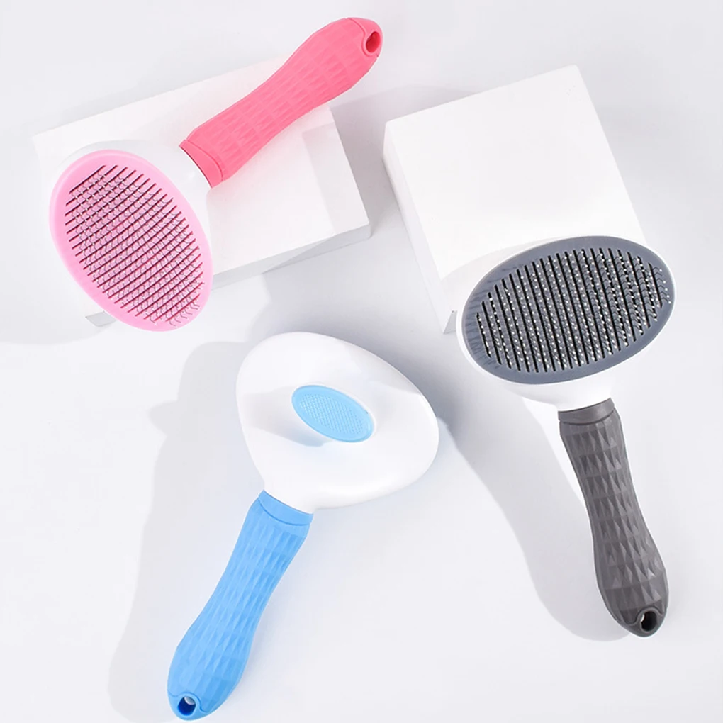 

Comb Removal Animal Non-slip Handle One-key Cleaning Tools Slicker Massage Undercoat Pets Deshedding Steel Needle