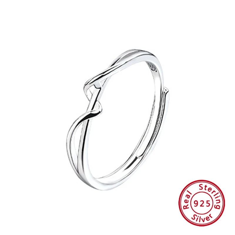 

New Fashion Adjuestable Size Luxury Minimalist Aesthetic 925 Sterling Silver Rings for Female Charm Fine Jewelry Gifts