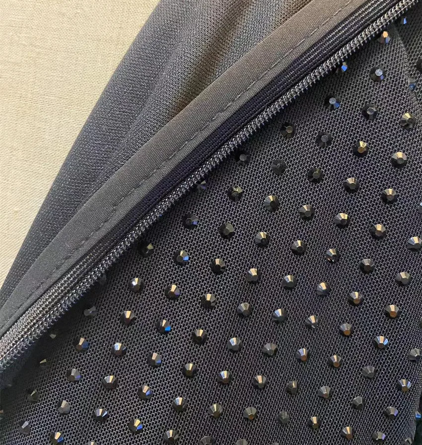 Женское длинное облегающее платье со стразами Элегантное Черное вечернее с