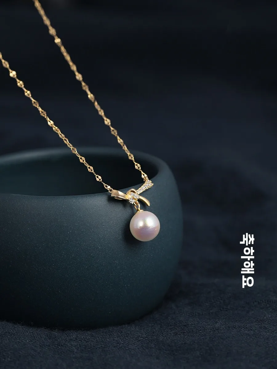 Золотое ожерелье с бантом женское из стерлингового серебра для подруги новое