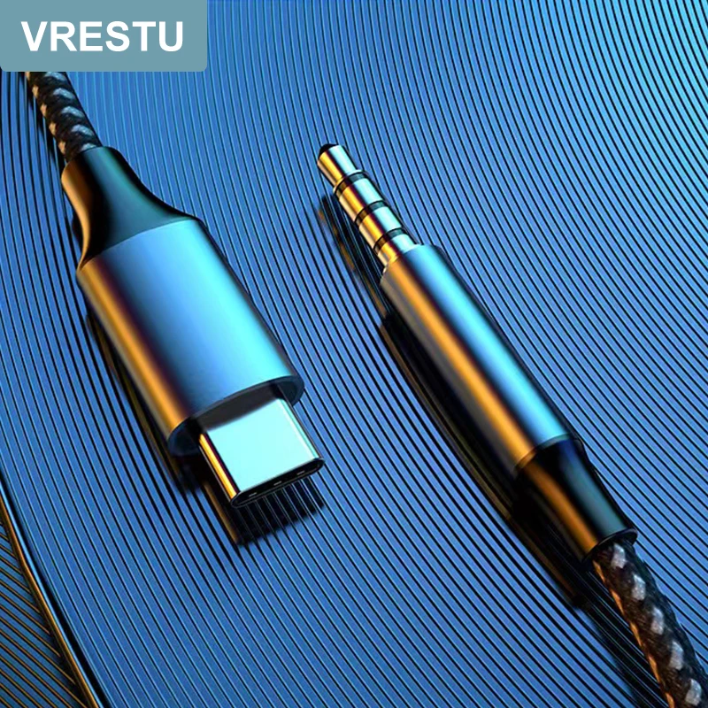 Type C to 3.5mm AUX DAC Audio Cable USBC to 3.5mm 4 Pole Adapter for Headphone Speaker Support Mic Call for Samsung Google Pixel