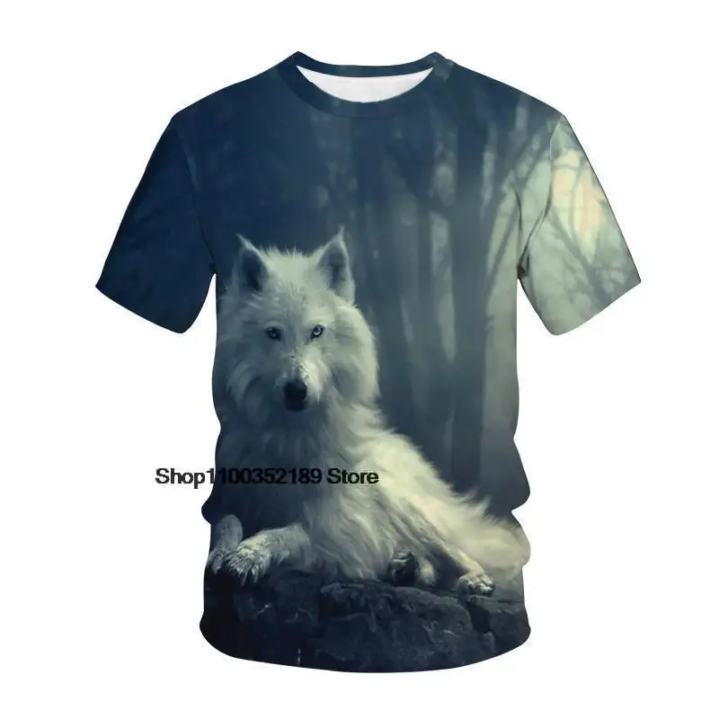 

Men Women Jungle Animals Pattern Short Sleeve Tees Trendy O Neck Cool Strret Cothes Wolf 3D Print Summer Oversized T-Shirt