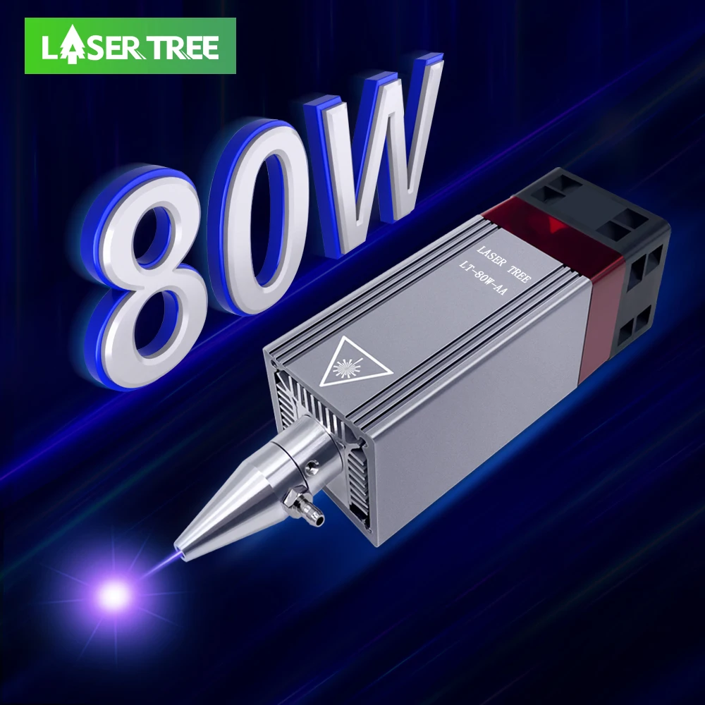 LASER TREE 80W Laser Module with Air Assist 450nm 40W TTL Laser Head for CNC Laser Engraving Cutting Machine Wood Working Tools