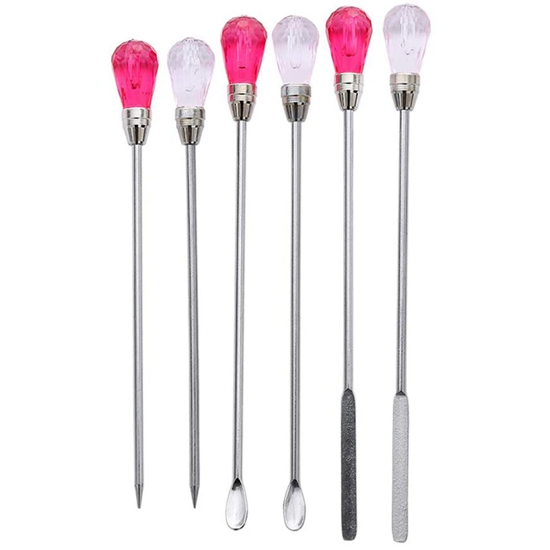 

2 Sets Silicone Resin Mold Tool Set Stirring Needle Spoon Jewelry Making Kit, Pink+Rose Red