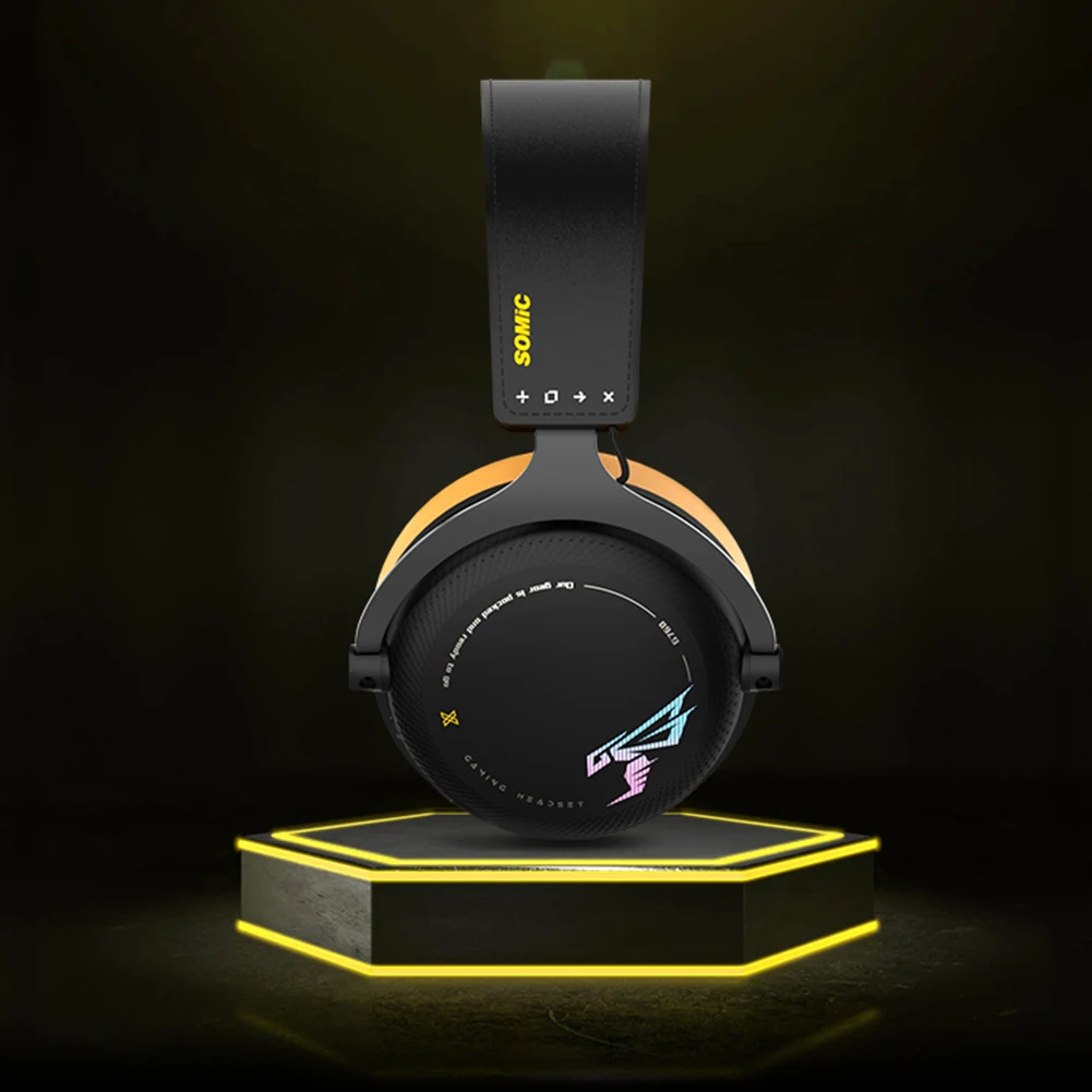 

2.4G Gaming Headset Earphones Over Ear Bluetooth-compatible 5.2 Wireless Gaming Headset Music Call Hands Free with Microphone