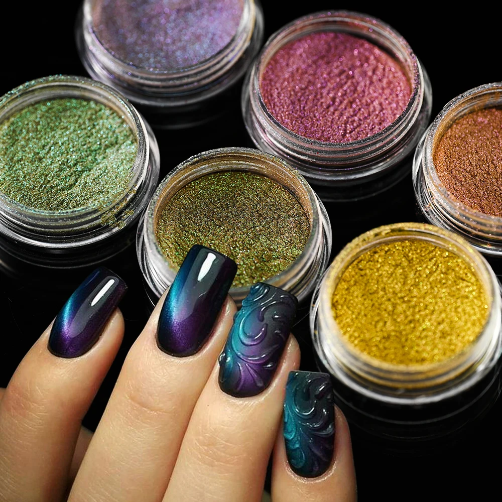 

Cat Magnet Nail Powder Glitter Nail Shinning Chameleon Holographic Effect Chrome Pigment Dust UV Gel Polish Nail Art Decoration