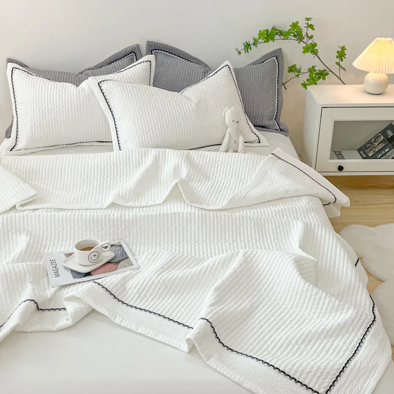 

Летнее стеганое одеяло во французском стиле, элегантное воздушное одеяло принцессы из пузырьковой пряжи, комплект одеял, приятное на ощупь крутое одеяло