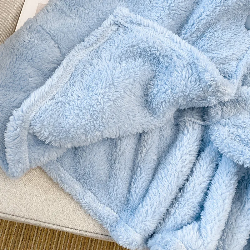 Women Winter Warm Fleece Nightgown Cute Kawaii Sleepwear Cartoon Big Eared Dog Pajamas Set Homewear Thick Flannel Nightdress Set