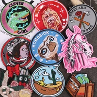 cartoon animals embroidered patches for clothing thermoadhesive girl earth horse bird iron on patch applique sewing on clothes