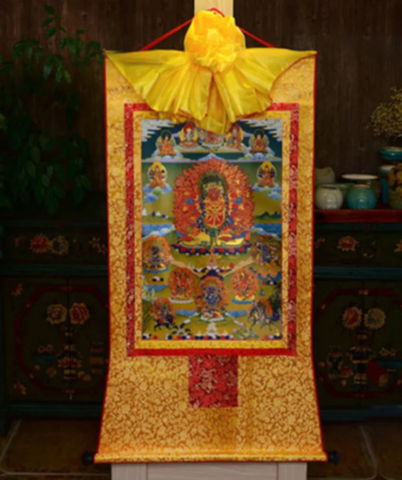 

Тибетский тибетский буддийский принт шелковая позолота тханка танка буддизм хаягрива Будда