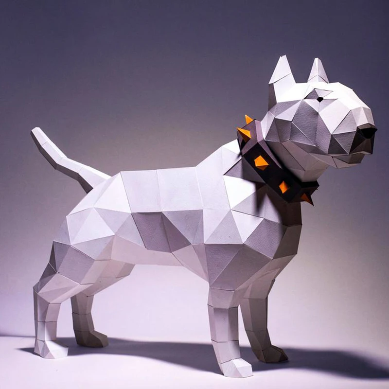 

46cm Bull Terrier 3D Paper Model Dog Animal Model Kit Home Decor Desk Decoration Papercraft DIY Puzzles Toys Gifts