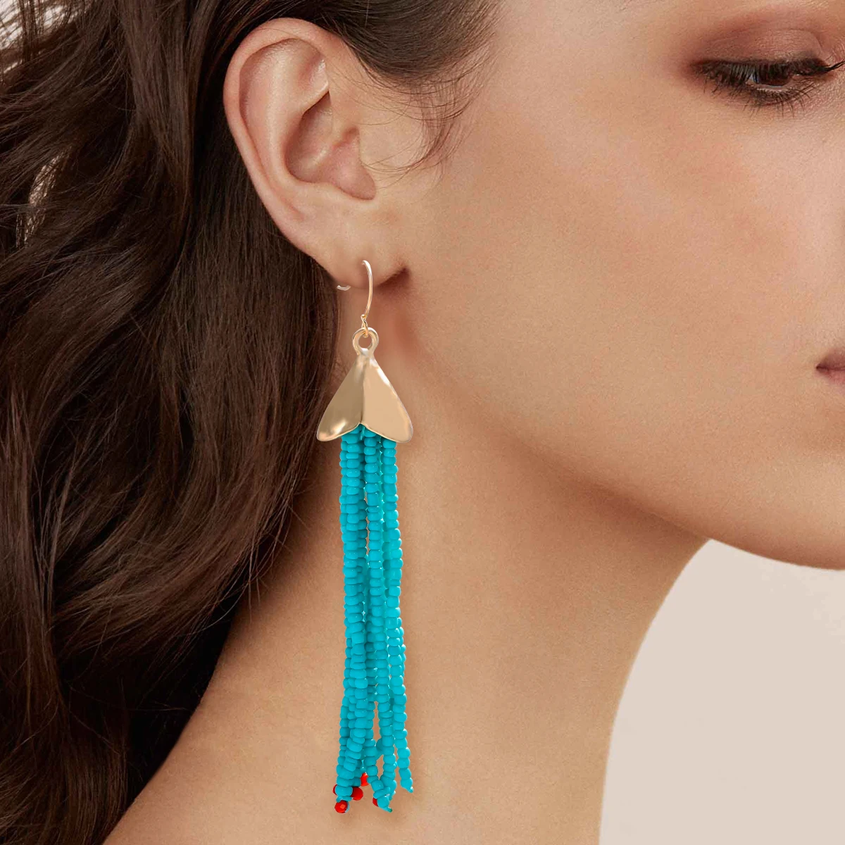 

New ZA Earrings Asymmetric Long Tassel Handmade Beads Dangle Drop Earrings for Women Boho Statement Jewelry