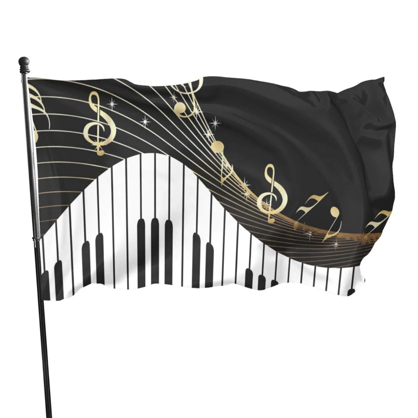 

Golden Musical Notes with Piano Flag Home Decoration Outdoor Decor Polyester Banners and Flags 90x150cm 120x180cm