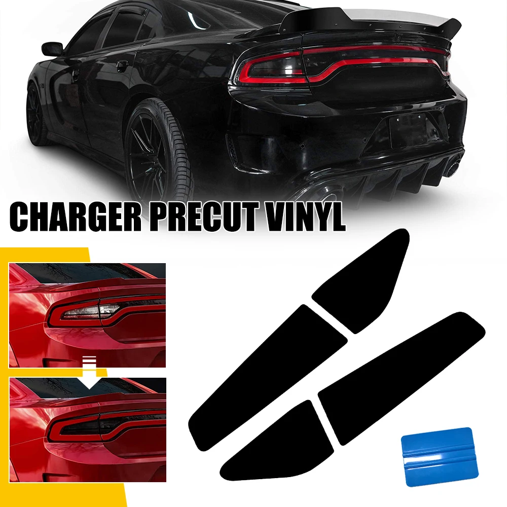 4x Car Stickers For Dodge Charger 2015-2022 2020 2021 Accessories Tail Light Sticker Films Smoked Vinyl Rear PreCut Tint Overlay