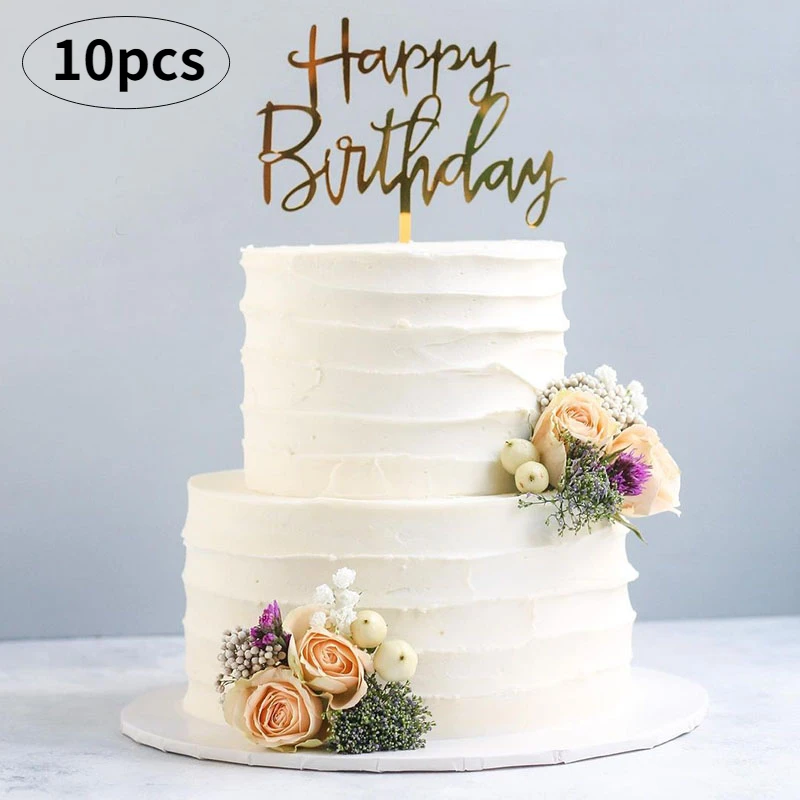

10pcs Happy Birthday Cake Topper Acrylic Letter Cake Toppers Party Supplies Happy Birthday Black Cake Decorations Boy 33 Designs