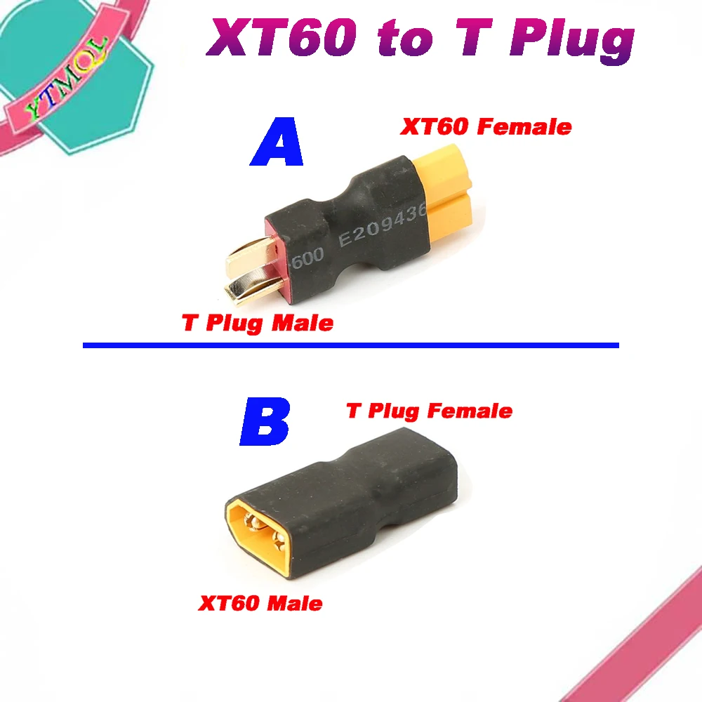 

1Pcs XT60 to T Plug Female Male Connectors Banana Plug RC Lipo Battery Control Parts DIY Adapter