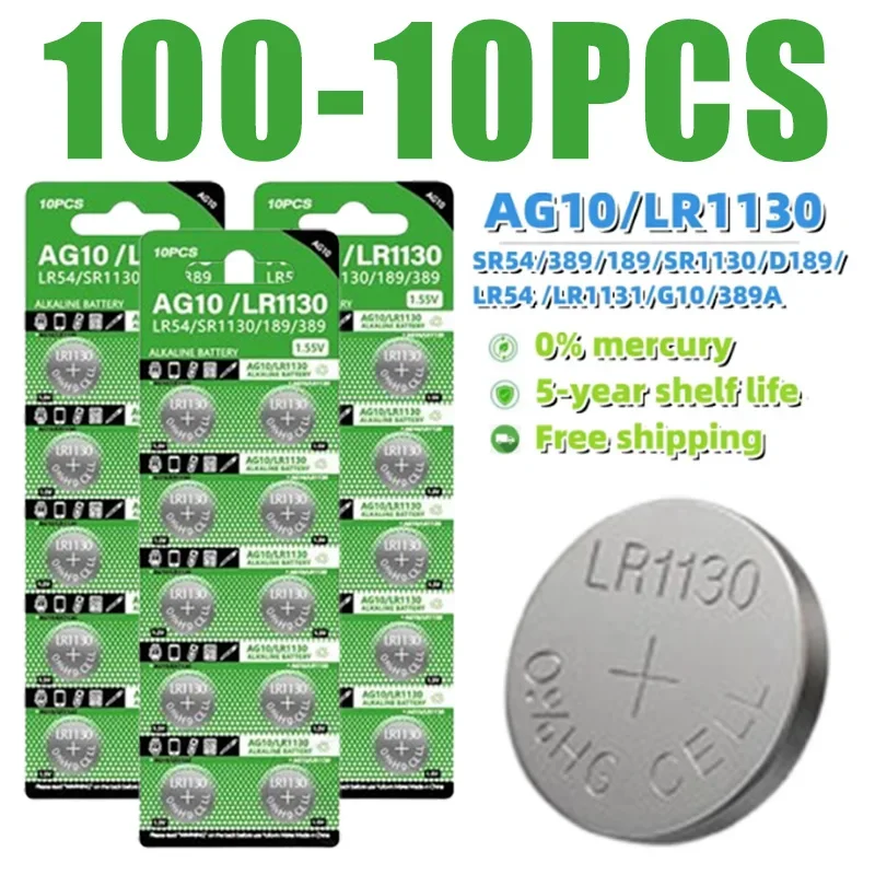 Аккумулятор AG10 LR1130 SR54 389 190 SR1130 D189 LR54