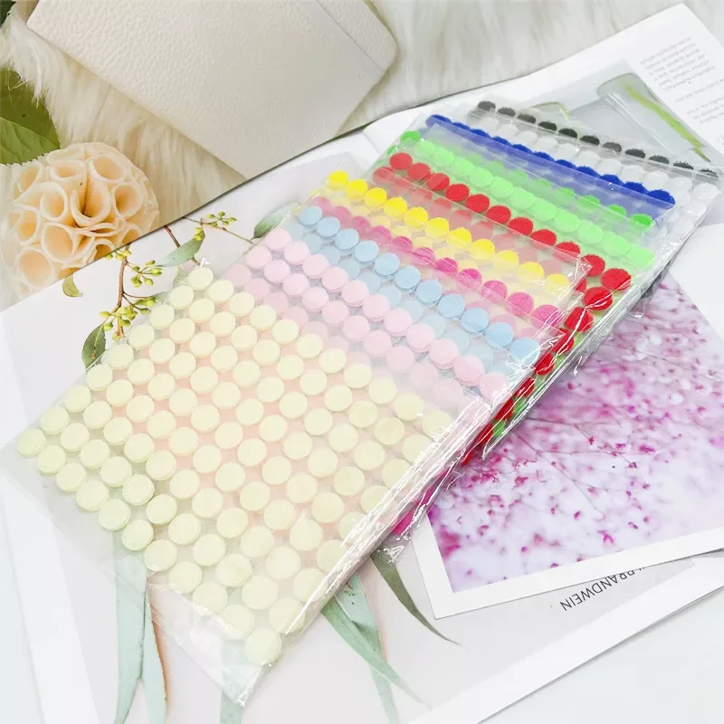 

Nylon Self Adhesive Fastener Tape 10/15/20/25/30mm Strong Glue Dots Sticker Hook and Loop White Black Round Coins Nylon Tape