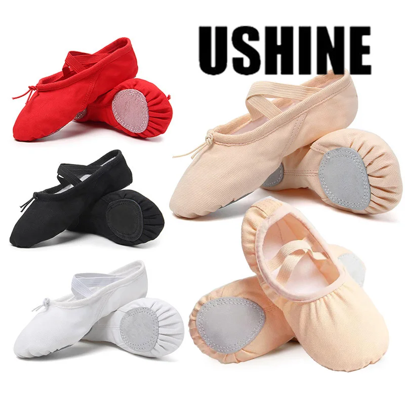 

USHINE Adult Split Sole Ballet Canvas Dance Practice Yoga Flat Shoes Slipper for Kids Toddler Women Ballet Slippers for Dancing