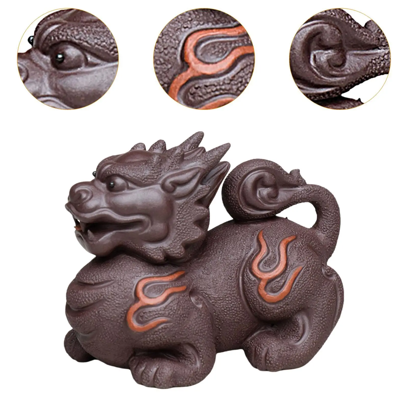 Kirin Statue Miniature Figurine Living Room Office Purple Clay Tea Pet Qilin