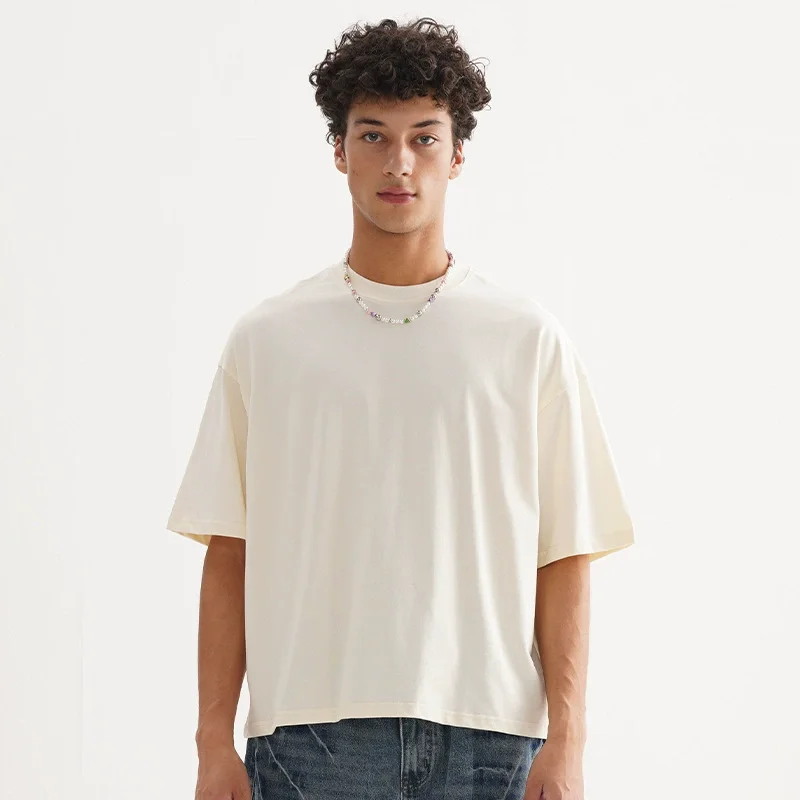 Мужская хлопковая футболка Boxy Fit 240GSM с заниженными плечами уличная рубашка