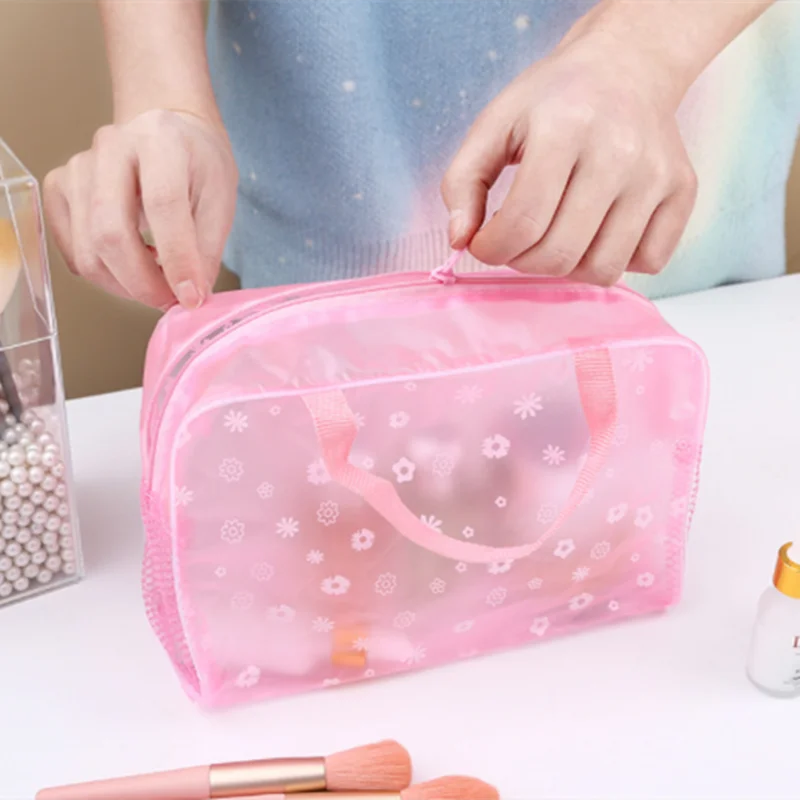 

5 Colors Make Up Organizer Bag Toiletry Bathing Storage Bag Women Waterproof Transparent Floral PVC Travel Cosmetic Bag