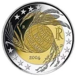 

Италия, Мировая продовольственная программа ООН, 50-я годовщина 2004, памятная монета 2 евро, оригинал