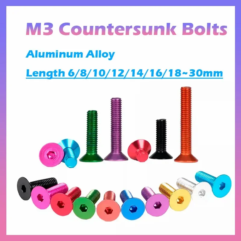 5 шт. M3 болт с потайной головкой из алюминиевого сплава цветной анодированный