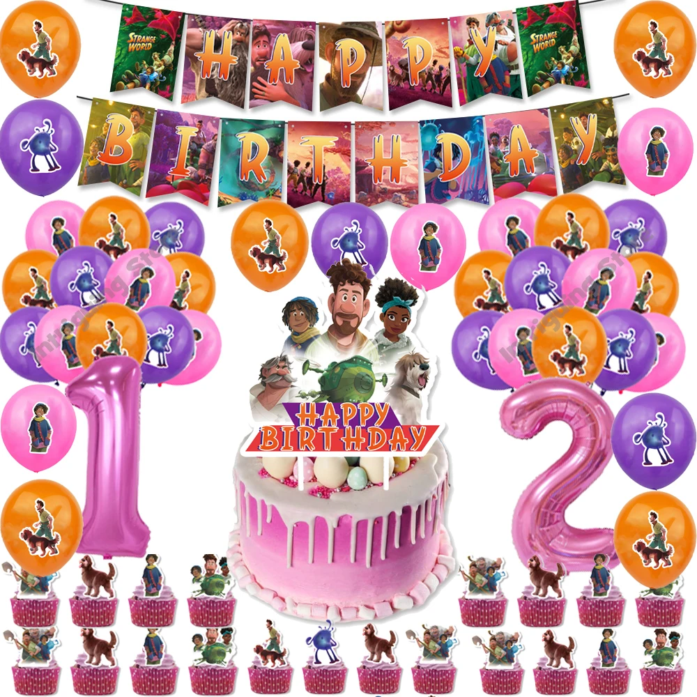 

Disney Strange World Cake Decoration Birthday Party Supplies Baby Shower Balloons Cake Flags Strange World Party Gifts Kids