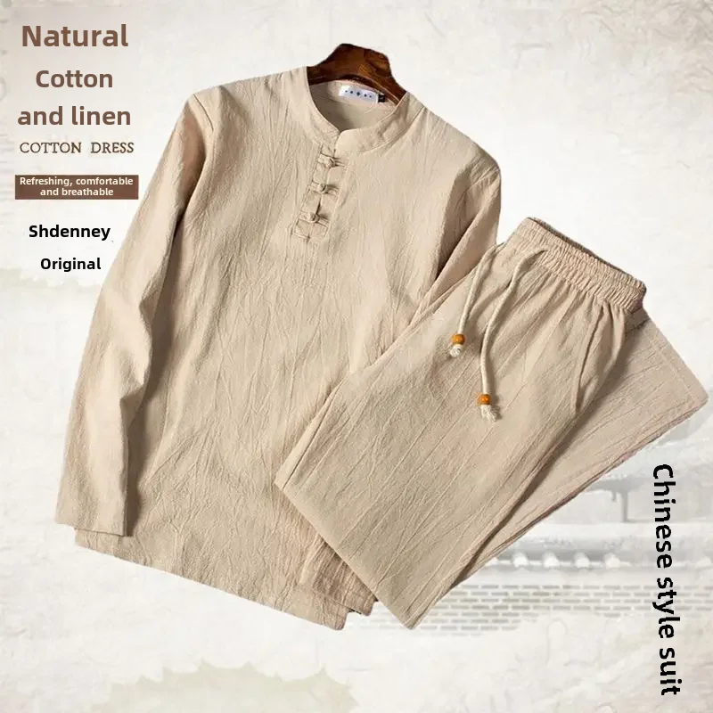 Льняной костюм мужской свободный крой средний возраст старший квартал гардероб