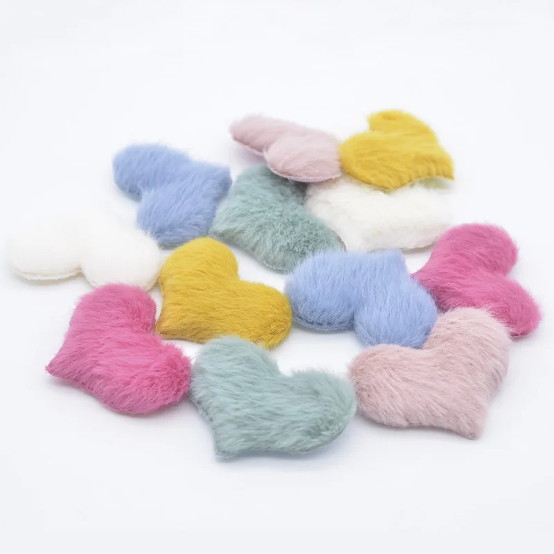 Оптовая продажа 60 шт. мягкие плюшевые норковые волосы аппликация в форме сердца