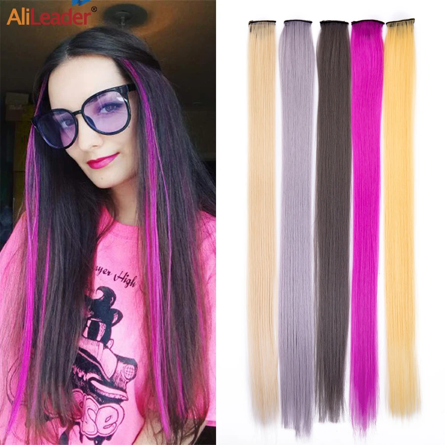 

Цветной яркий Радужный праздничный Синтетический 50 см длинный прямой 20 дюймов 1 зажим в один кусок искусственные волосы Омбре двухцветный цвет