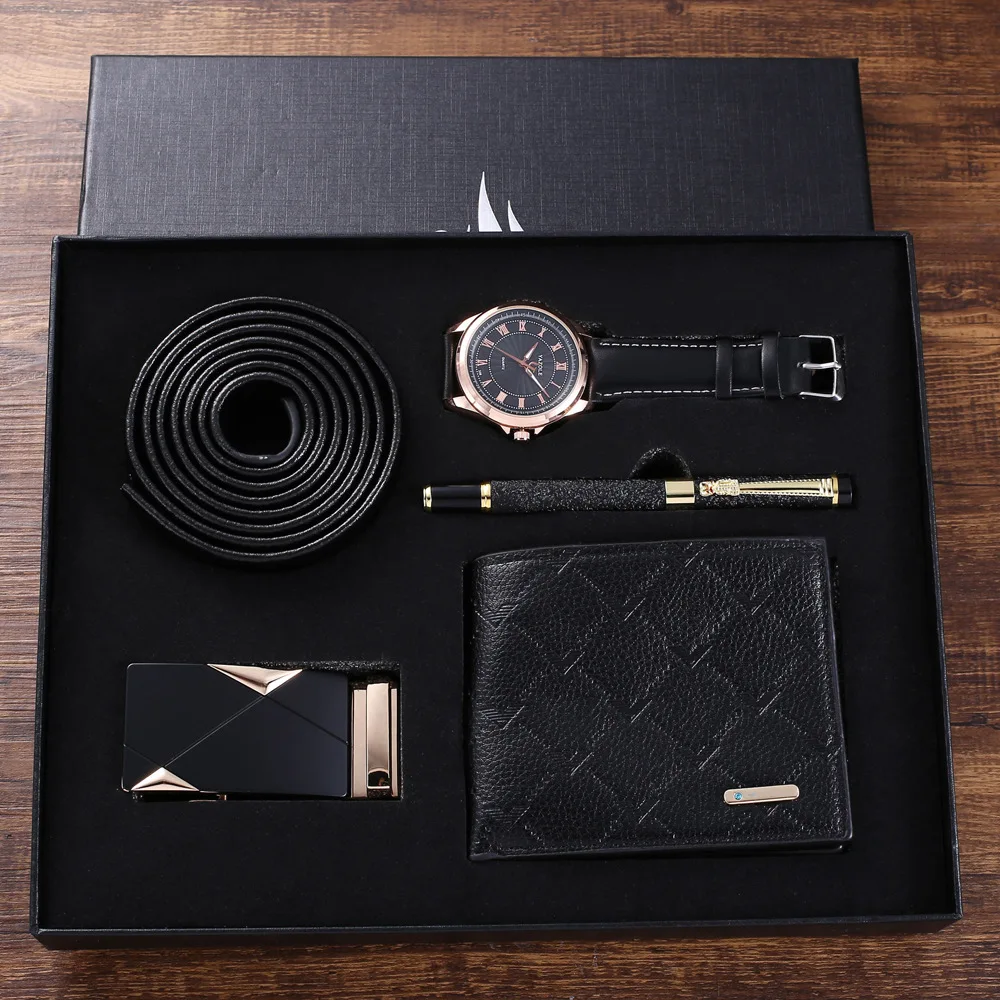 

Boutique set gift box business quartz watch + belt + temperament wallet + pen Valentine's Day Father's Day Teacher's Day gift fi