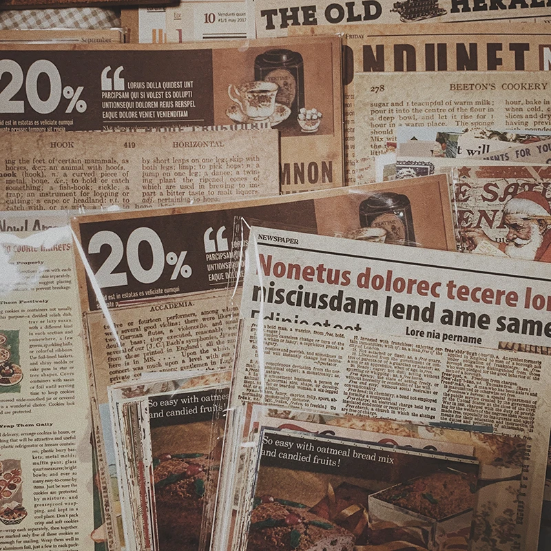 

110 Pcs Old Newspaper Vintage Craft Paper Junk Journal Ephemera Music Book Bake DIY Album Scrapbooking Material Paper Packs