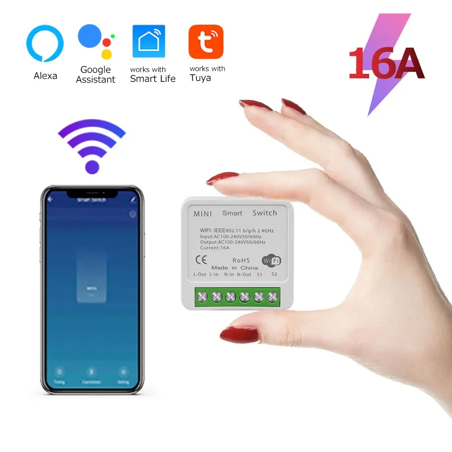 

Туя Мини WiFi умный выключатель 16А белый