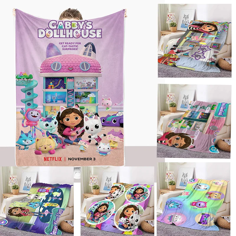 70x 100cm Kinder Gabby Puppenhaus Cartoon Decken Gabby der Puppenhaus Flanell Decke für Kid Weiche Decken für Bett sofa Büro