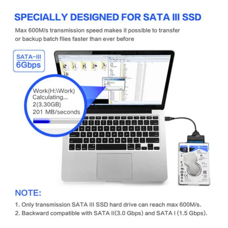 Кабель SATA к USB 3 0/2 0 до 6 Гбит/с для внешнего жесткого диска 2 5 дюйма SSD 22-контактный