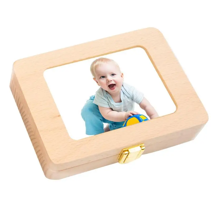 

Wooden Photo Frame Fetal Hair Deciduous Tooth Box Organizer Milk Teeth Storage Umbilical Lanugo Save Collect Baby Souvenirs Gift