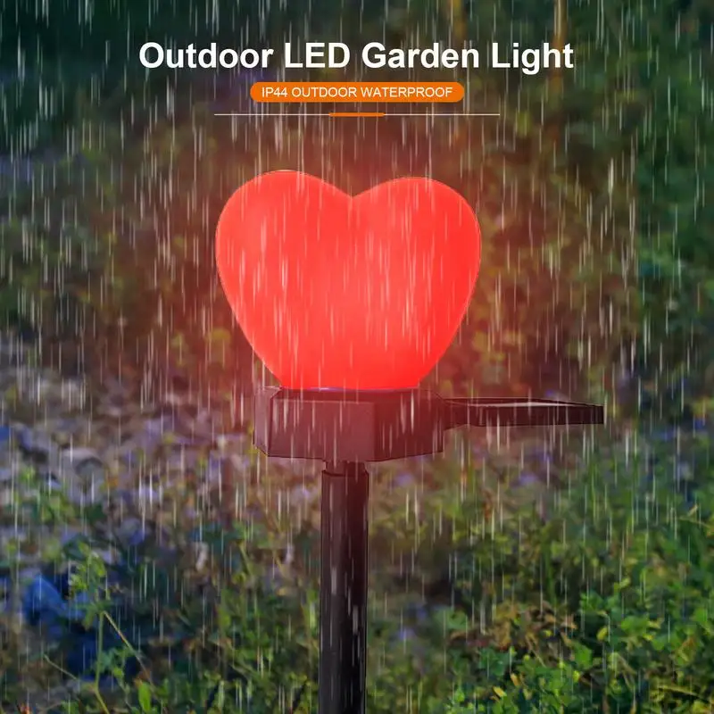 

2pcs Heart Solar Stake Lights - Outdoor Waterproof Landscape Lamp with Auto On/Off | Decorative Stakes for Patio Lawn Walkway Pa