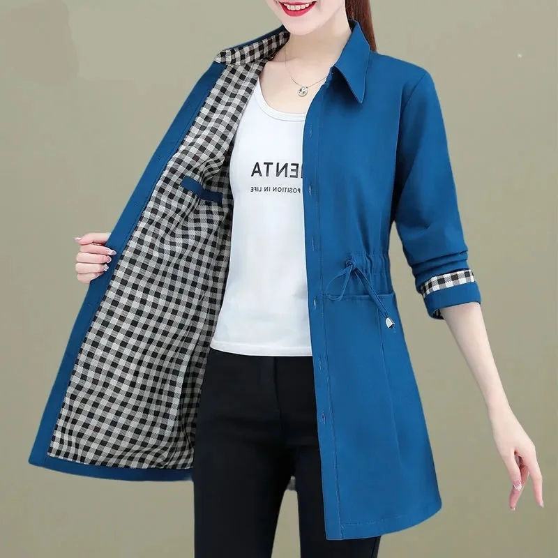 

Женская ветровка 5XL, весна-осень, тонкое пальто средней длины, регулируемый однобортный Повседневный Женский Тренч, пальто, габардина Mujer