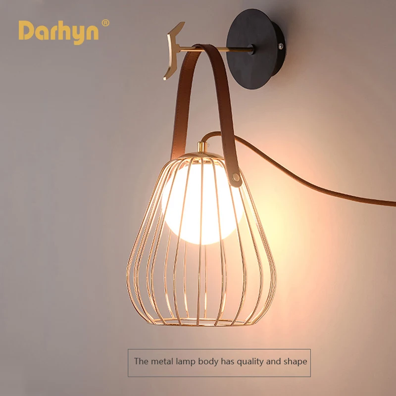 

Современная простая настенная лампа, прикроватный светильник для спальни, гостиной, кабинета, скандинавский Настенный Бра с открытым прово...